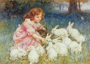 Frederick Morgan Feeding the Rabbits oil painting on canvas